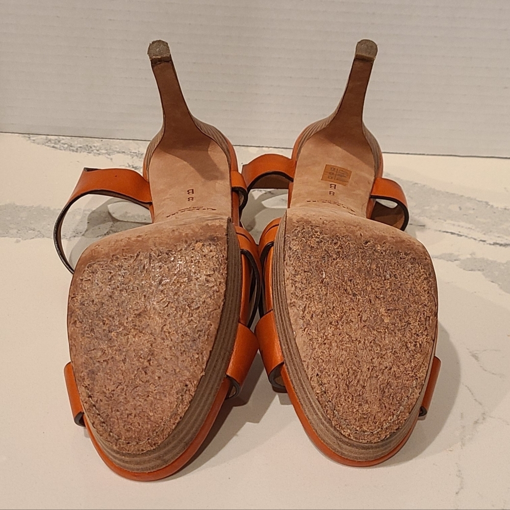 Coach Dani Leather Platform Open-toe Sandal in Orange Papaya Sz 8 - Picture 13 of 14